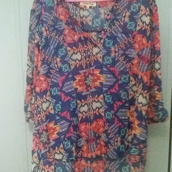 Sheer multicolored quartersleeve - Picture 1 of 5